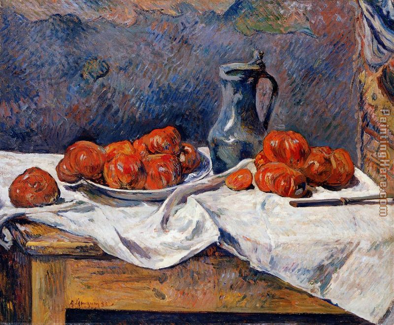 Tomatoes and a Pewter Tankard on a Table painting - Paul Gauguin Tomatoes and a Pewter Tankard on a Table art painting